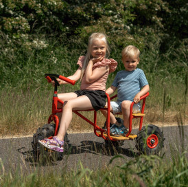 ROSE Tricycle Taxi is one of the best tricycles that children have fallen in love with! ????????

This awesome tricycle features a passenger seat, pedals, a high-quality metal frame, a comfortable wooden seat, a trailer hitch, and three different wheel op